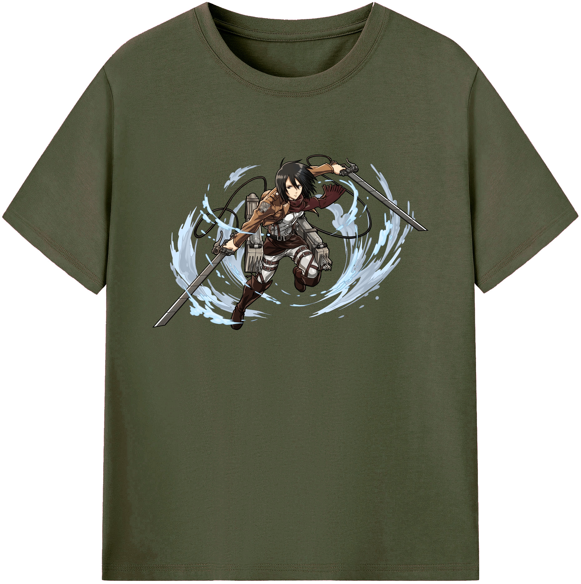 （画像用） 進撃の巨人 ミカサ·アッカーマン Attack on Titan Mikasa Ackerman 綿100％ メンズ半袖Tシャツ｜肌触りやわらか＆通気性